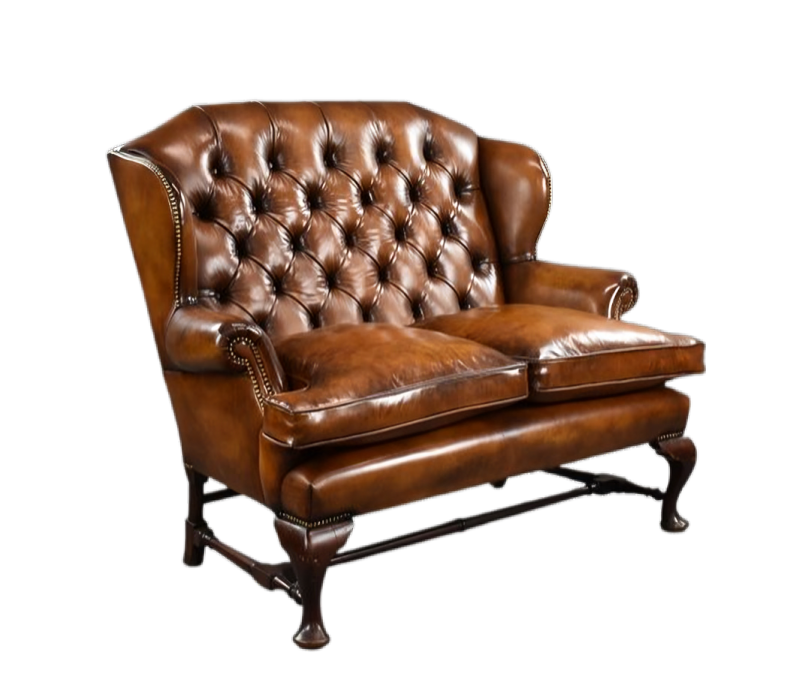 Antique leather wingback sofa available in Cape Town